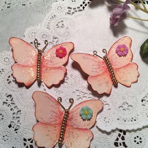 Poppin Peach Glass Bodied Paper Butterflies DarlingArtByValeri Scrapbooking Embellishment Mini Albums Cards Wedding Gifts
