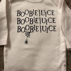 READY TO SHIP Baby Onesie Long sleeve Boobiejuice Cotton 3-6 months brand Vinyl Darling Art By Valeri Handmade