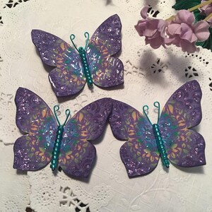 Purple Tie Dye Green Glass Bodied Butterflies DarlingArtByValeri Set for Scrapbooking Embellishment Mini Albums Cards Wedding Gifts