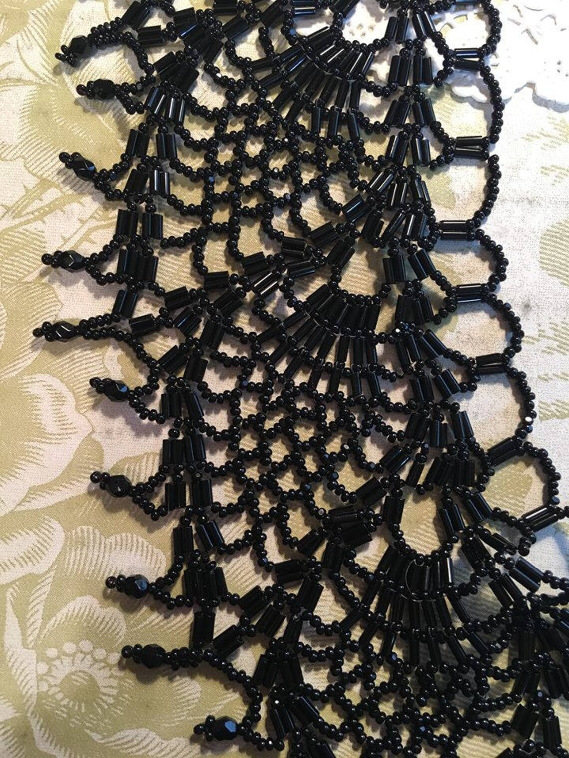 Pineapple Lace Necklace Handmade Seed bead Bugle bead Faceted Etsy