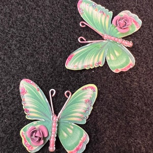 Mintgrün Rosa Gelb Papier Schmetterlinge Glasperlen Körper 3D Blumendraht Antenne Scrapbooking Verschönerung Journals DarlingArtByValeri