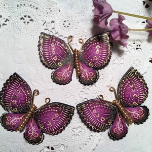 Paper Purple Glass Bodied Butterflies Majestic Butterfly Embellishments DarlingArtByValeri Scrapbooking Mini Albums Card Making