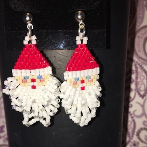 Christmas Earrings Santa Xmas Bulbs Angels Snowman DarlingArtByValeri Jewelry Handmade Japanese Seed Beads Santa Clause