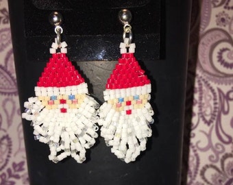 Christmas Earrings Santa Xmas Bulbs Angels Snowman DarlingArtByValeri Jewelry Handmade Japanese Seed Beads Santa Clause