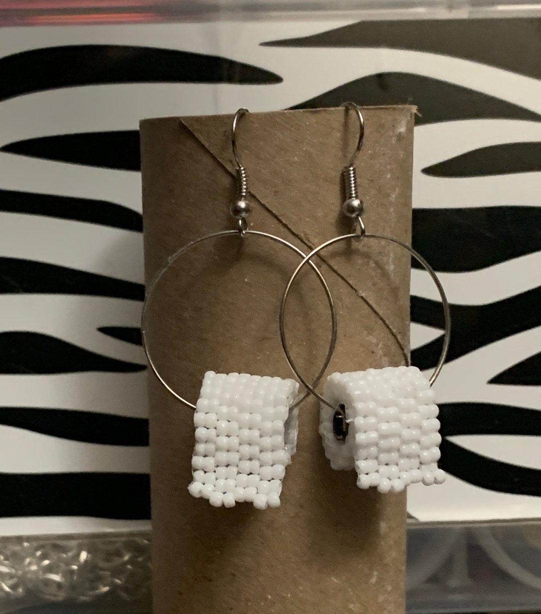 Toilet Paper Roll Earrings Jewelry Handmade Japanese Seed Etsy