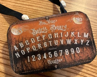 Ouija Board Tin Trinket Box with 3D Planchette & Skull Ribbon
