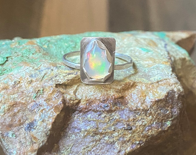 Ethiopian Opal Ring Size 8 in Sterling Silver