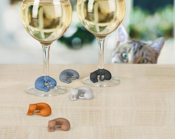 Wine Glass Marker Set- Cozy Cat