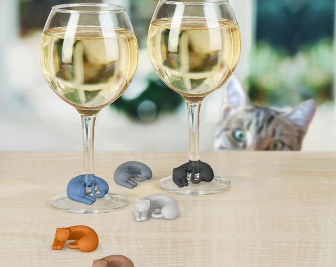 Wine Glass Marker Set- Cozy Cat