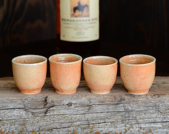 Shot Glass, Hand Thrown Porcelain Pottery, Ceramic, Succulent Planter, Japanese, Orange | Caldwell Pottery