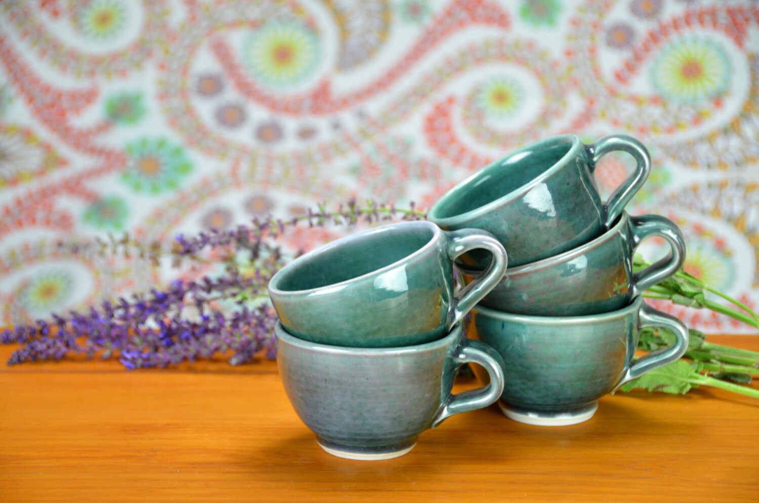 Ceramic Espresso Cup Green Cappuccino Doppio Tea Flat Etsy