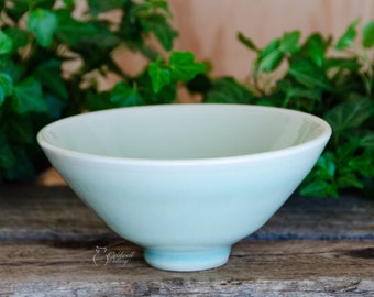 Light Blue Ceramic Bowl, Hand Thrown Porcelain Pottery, Cereal, Soup, Salad, Serving, Mixing, Unique Gift, Hand Made | Caldwell Pottery