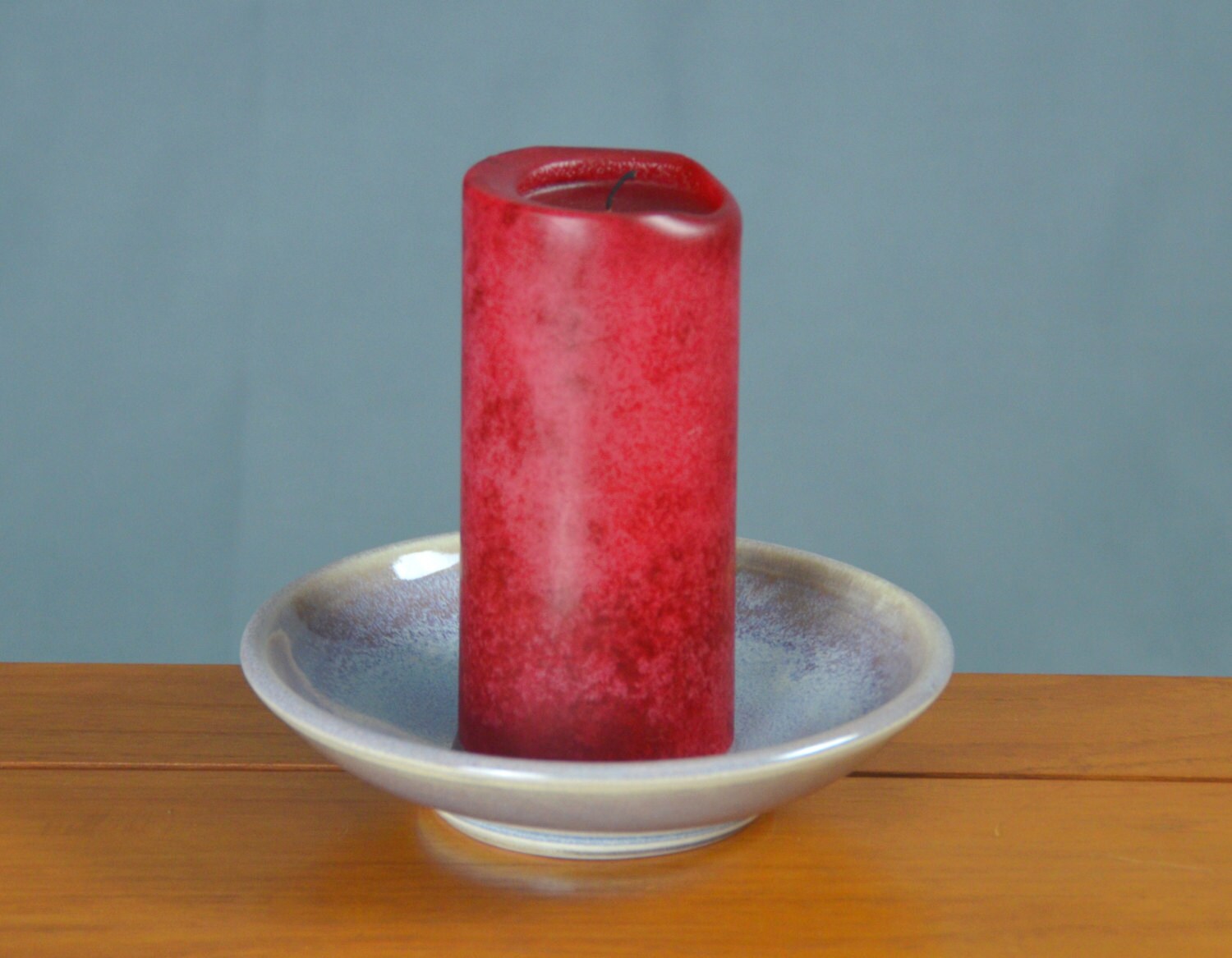 Purple Candle Holder Hand Thrown Porcelain Pottery Dish Etsy