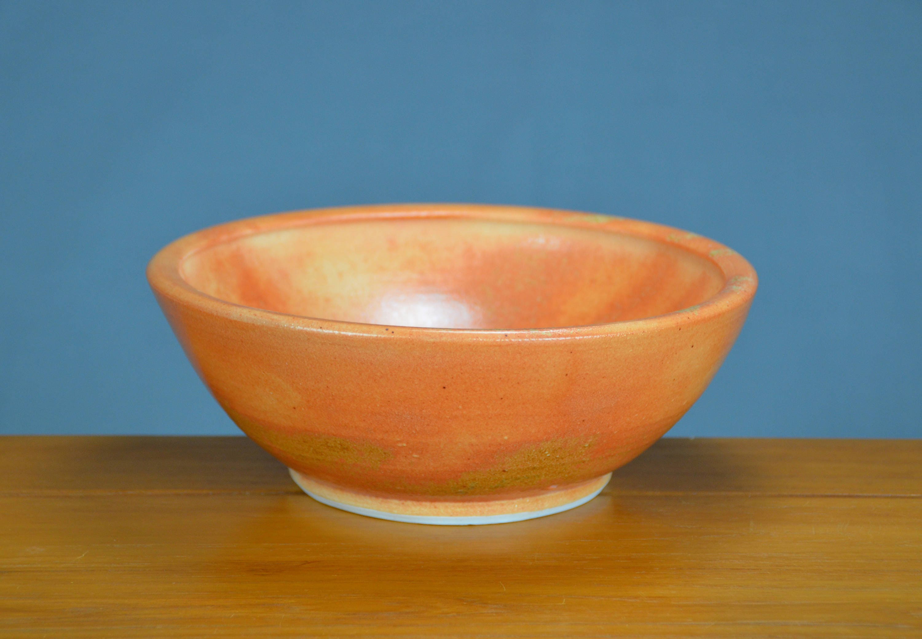 Ceramic Orange Serving Bowl Coffee Table Hand Thrown Etsy