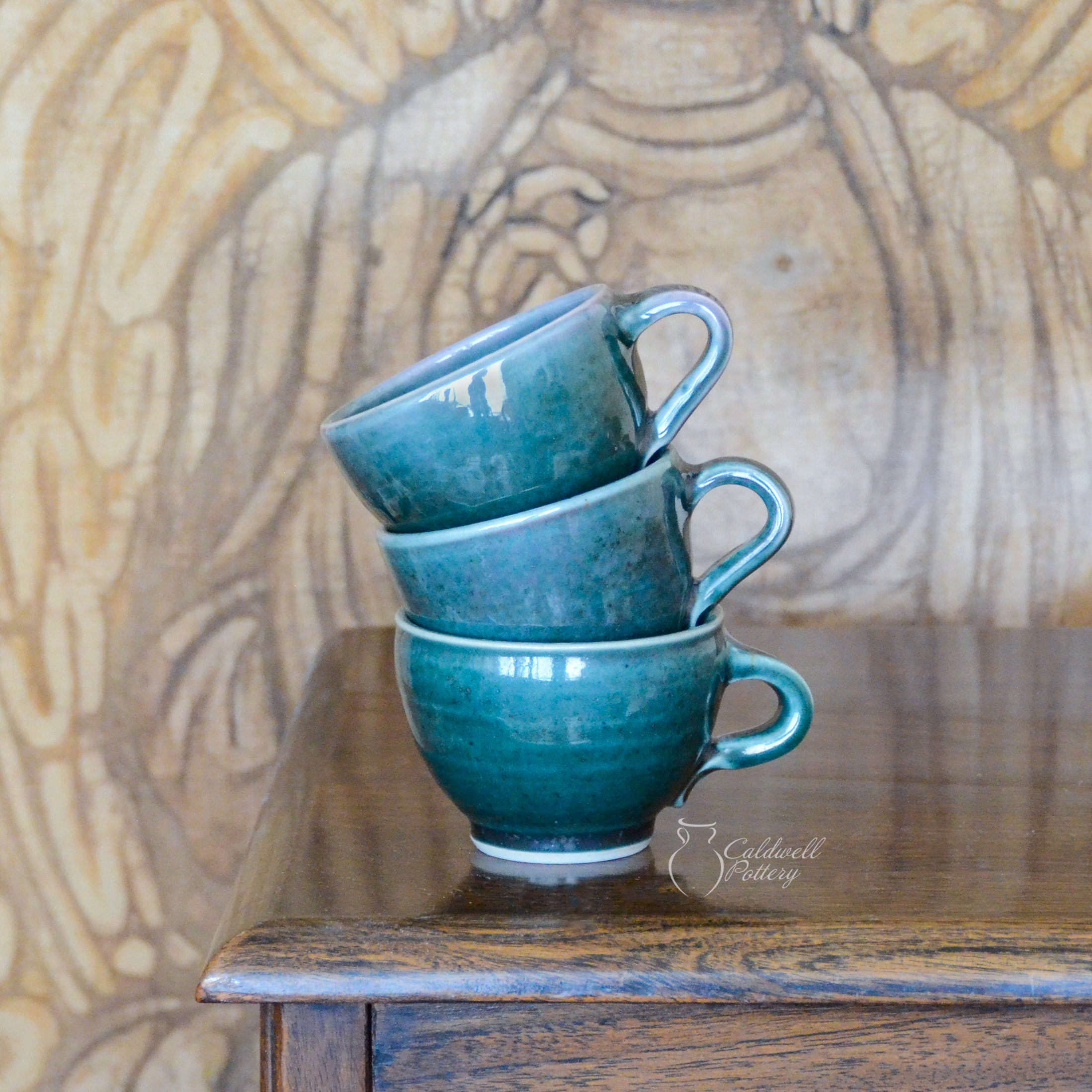 Ceramic Espresso Cup Green Cappuccino Doppio Tea Flat Etsy