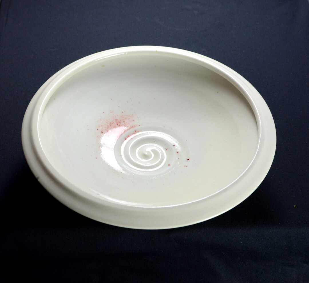 Ceramic Pasta Bowl, Hand Thrown Porcelain Pottery, Serving, White, Red