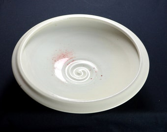 Bol de pâtes en céramique, poterie en porcelaine jetée à la main, portion, blanc, rouge | Poterie Caldwell