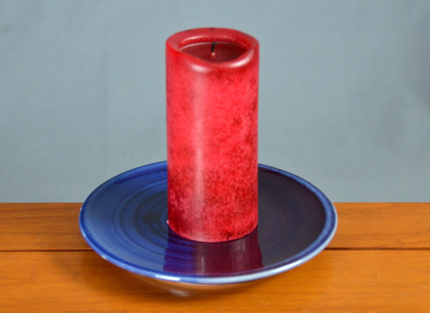 Blue Candle Holder Hand Thrown Porcelain Pottery Dish Tray Etsy