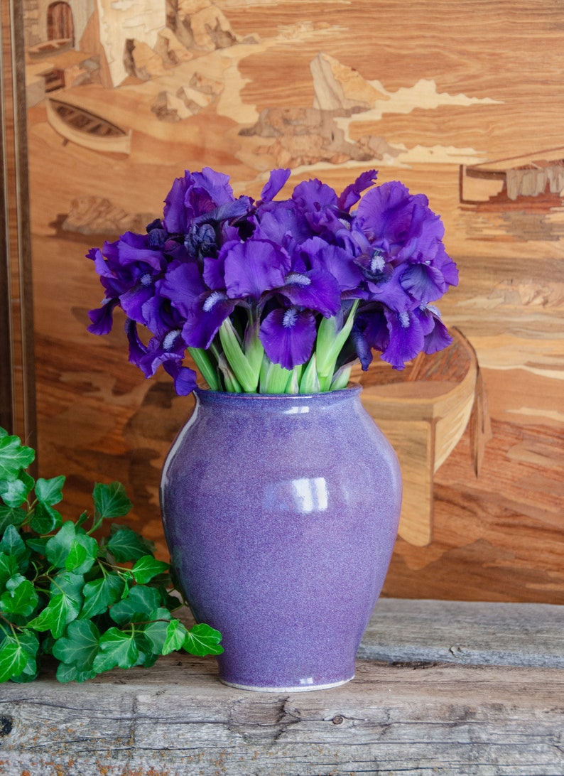 Purple Ceramic Vase Hand Thrown Porcelain Pottery Flower | Etsy