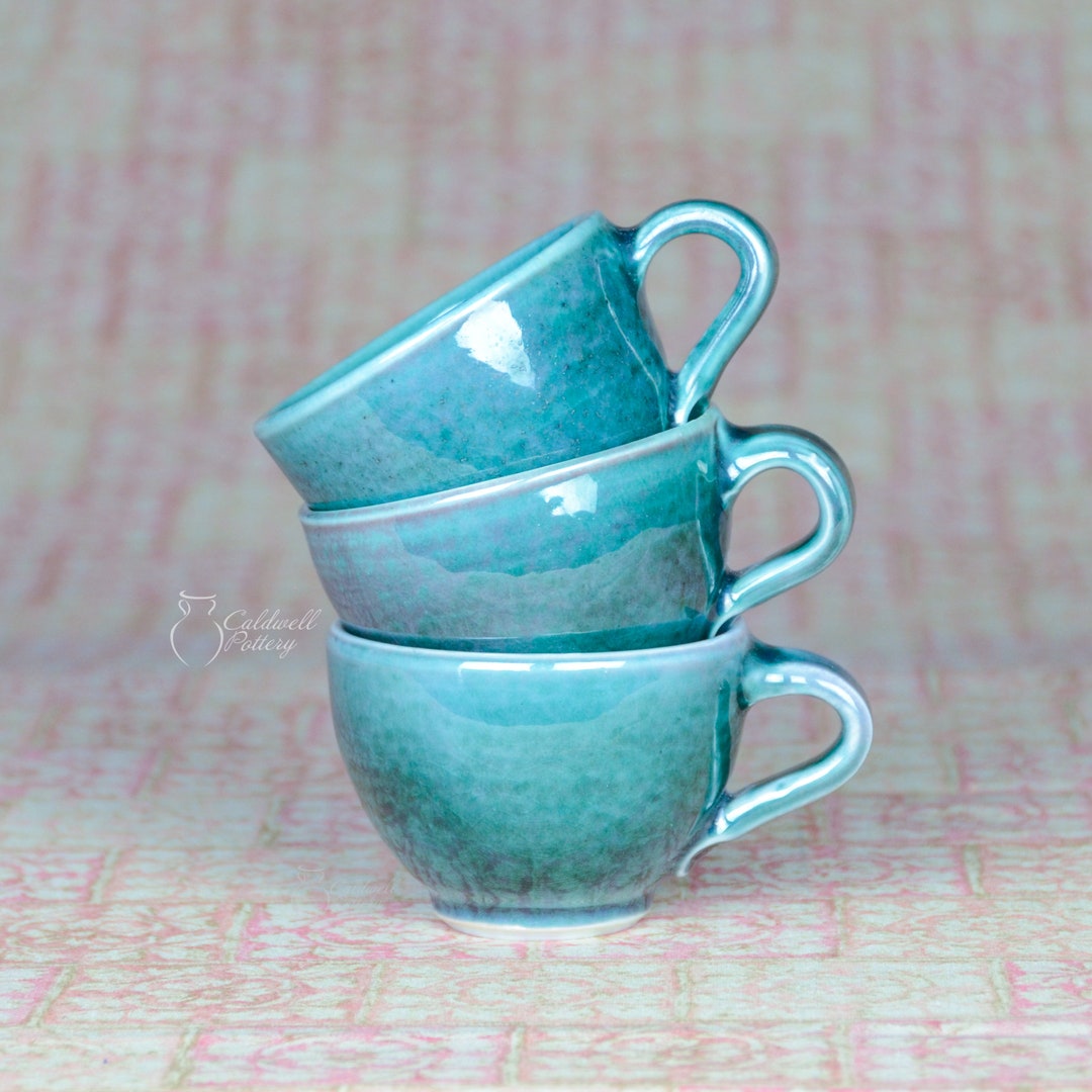 Ceramic Espresso Cup Green Cappuccino Doppio Tea Flat Etsy