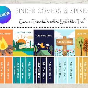 Camping Theme Binder Covers and Spines Canva Template - Editable - Teacher Gifts - Teacher Must Haves - Classroom Decor