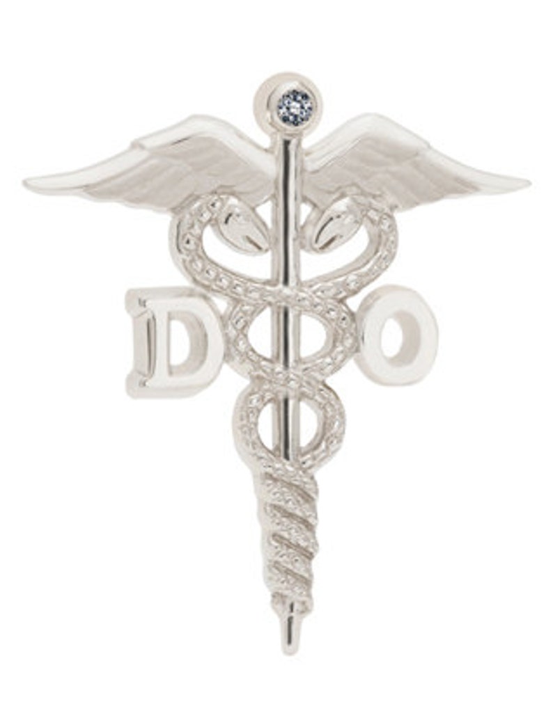 Doctor of Osteopathic Medicine Lapel Pin, Charm or Necklace in Sterling Silver, 10K or 14K With
