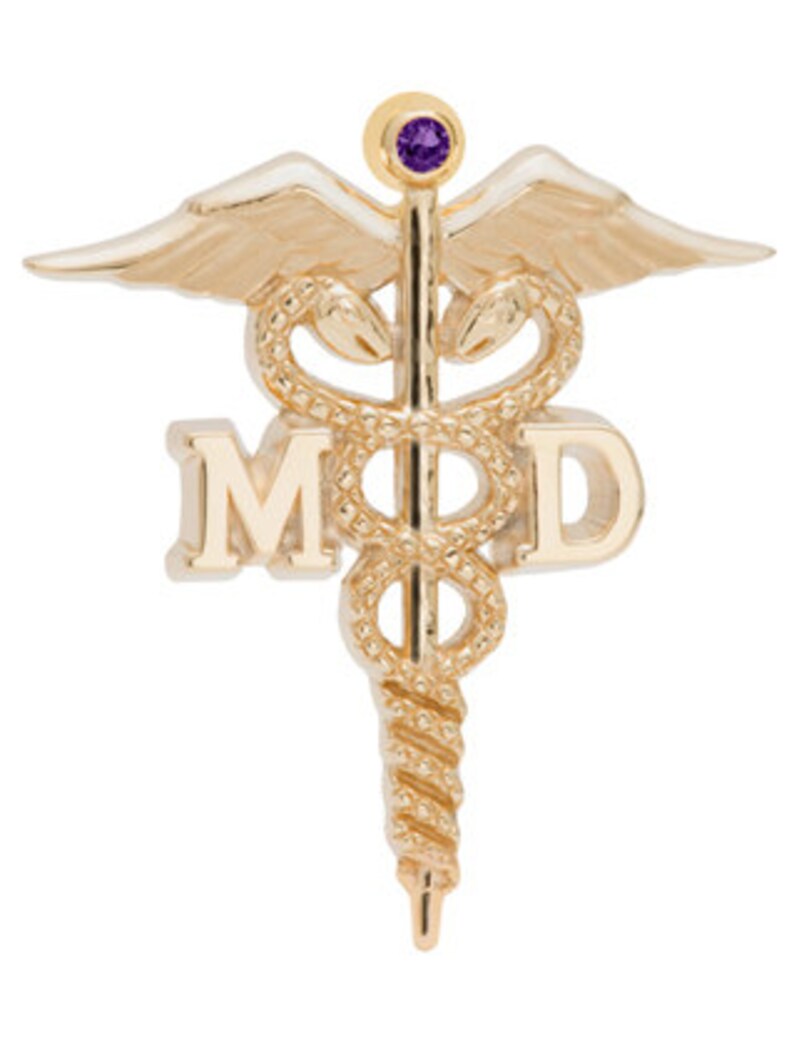 Doctor en Medicina Lapel Pin, Encanto o Collar en Plata De Ley, 10K o 14K Varias Opciones de