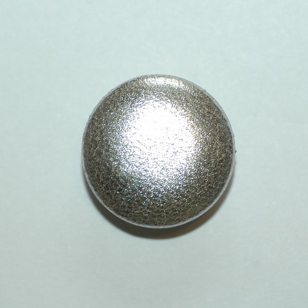 Silver Leather Button. Silver Leather Covered Button with Shank Back.