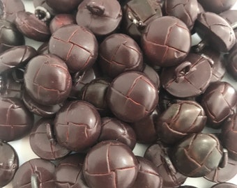 50 botones tejidos de cuero burdeos tamaño 5/8”