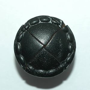 Black Woven Leather Button w/ Stitch Rim Sz 3/4&quot;