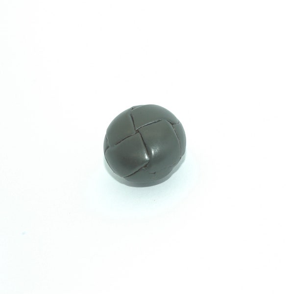 Gray Woven Leather Button 5/8"