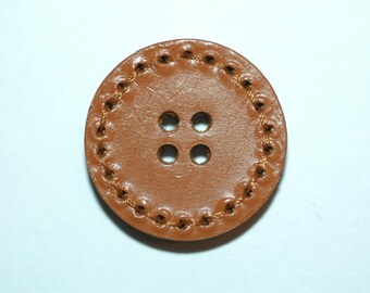 Botón de cuero color canela de 4 agujeros de 1 pulgada (25 mm)