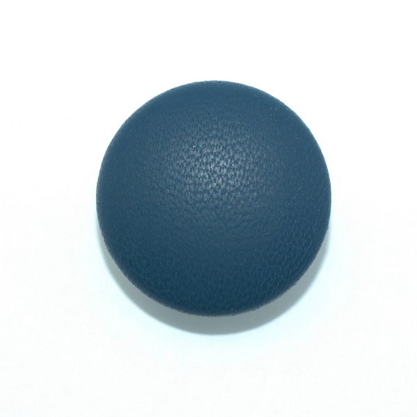 Very Dark Midnight Navy Blue Leather Button