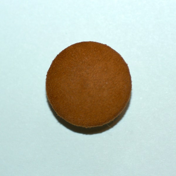 Tobacco Suede Button. Tobacco Suede Covered Button with Shank Back.