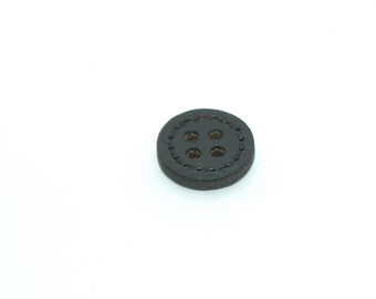 Botón de 4 agujeros de cuero negro de 5/8". (16 mm)
