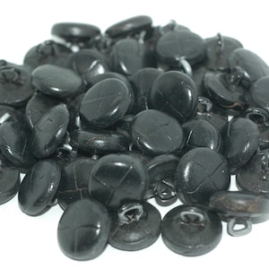 100 Black Leather Buttons 5/8&quot; - 100 Pieces