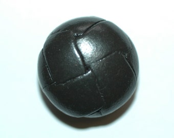 7/8" Black Woven Leather Button. (23mm)