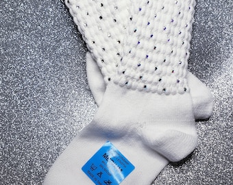 READY TO SHIP Cotton/Lycra Poodle Socks with Sparkling Preciosa Crystals