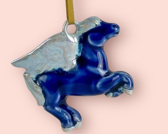 Pearly Blue Pegasus Ornament