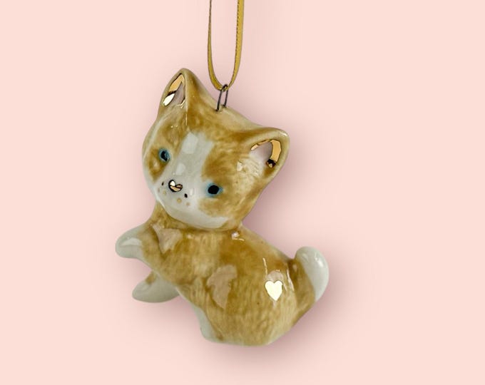 Light Brown Kitten Ornament with White Face