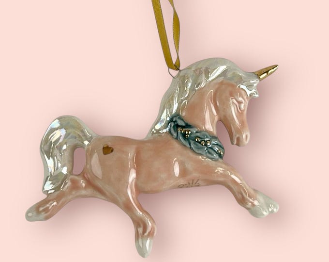 Peach and Pearly White Unicornament