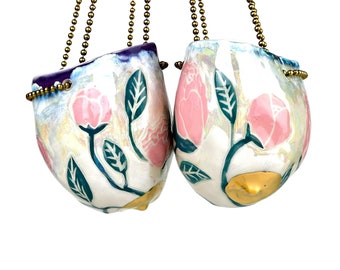 Carved Peony Opal Hanging Boob Planters