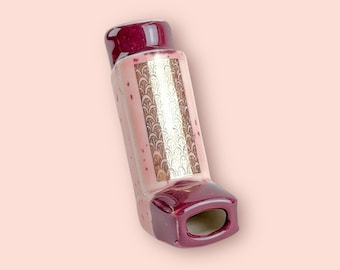 Gold Swoop Doodles on Speckled Pink and Maroon Inhaler