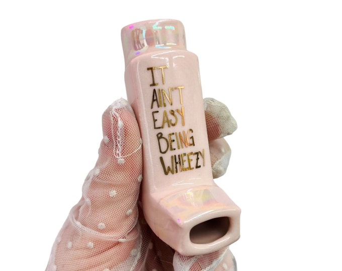 Wheezy Pink Inhaler with Mother Of Pearl