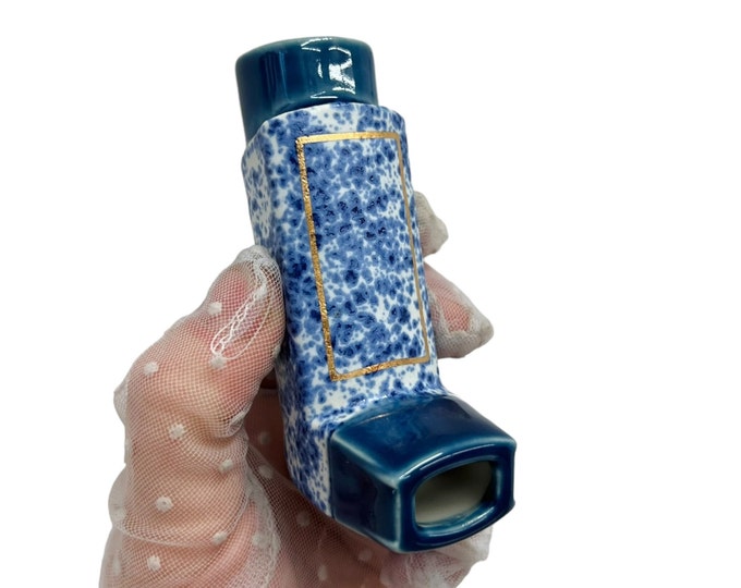 Speckled Blue Inhaler with Gold Box