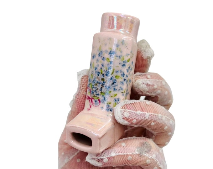 Forget Me Not Bouquet Pink Inhaler with Mother Of Pearl