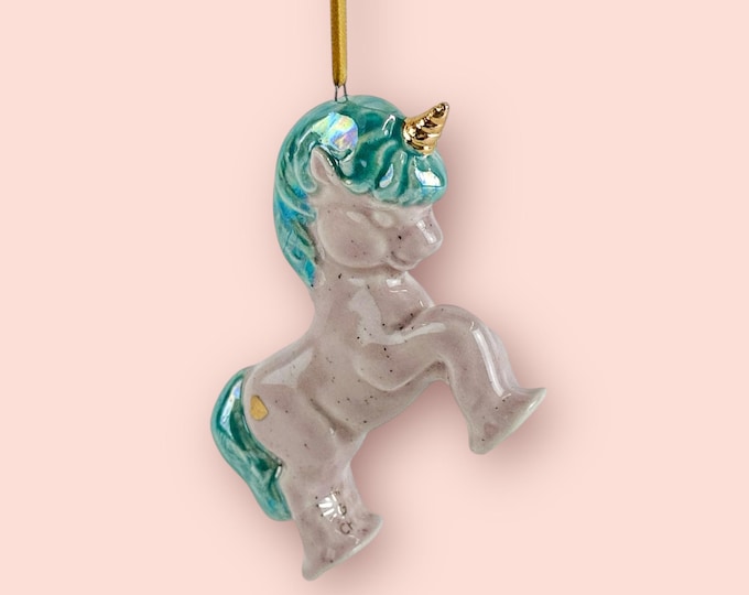 Speckled Pink and Jade Unicornament