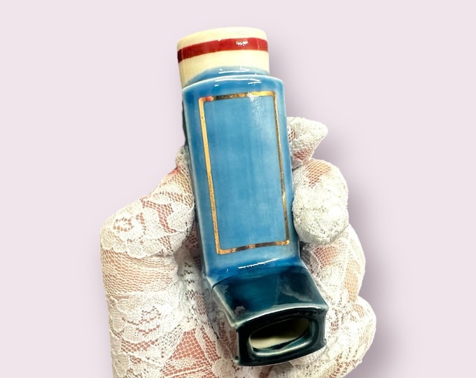 Gold Outline Realistic Blue Inhaler