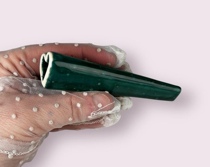 SALE! Forest Green Spotted Tapered Heart Pipe