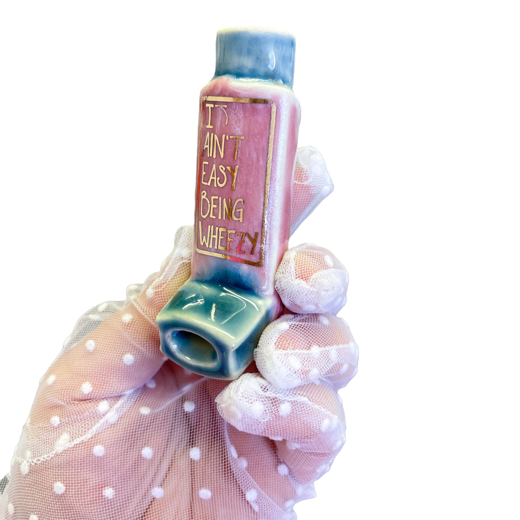 Wheezy Pink & Blue Inhaler Pipe